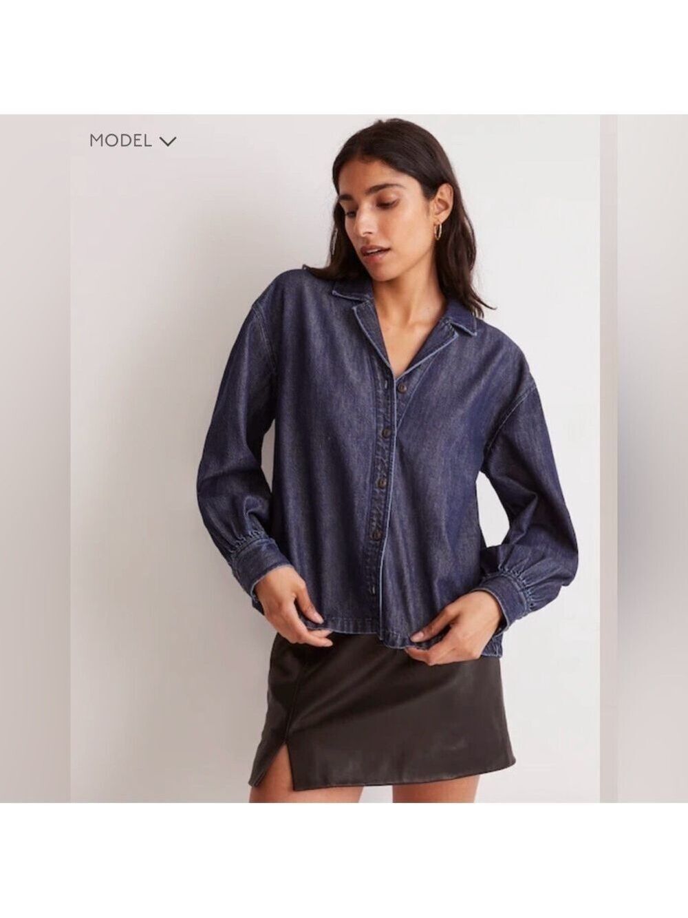 427. Madewell Denim Puff Sleeves Button-Down Shirt